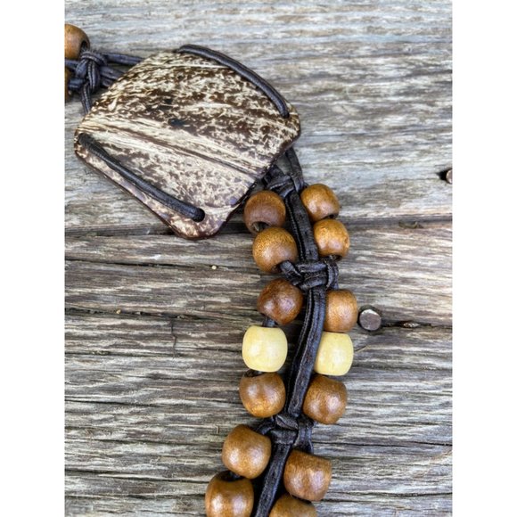 Vintage wood Bead Tie Hippy Boho Festival Belt - Picture 10 of 13